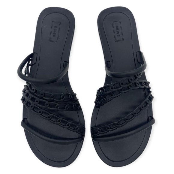Reiss Shoes - NWOT Reiss Magda Chain Detail Jelly Sandals Slide Black
